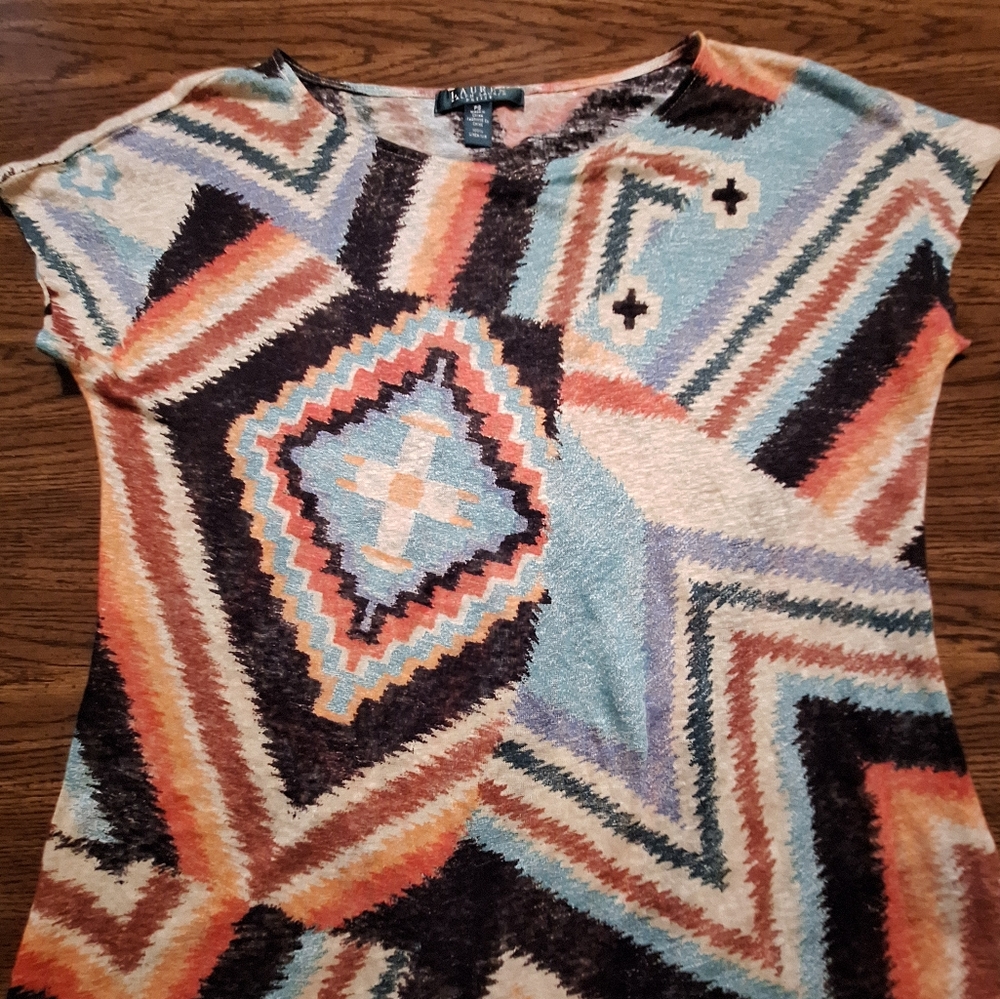 Final Price* Lauren Ralph Lauren Multicolor Zigzag Top Size Petite Small